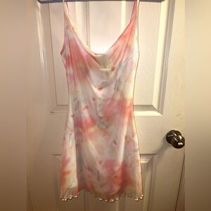 Mini spring cowl neck dress